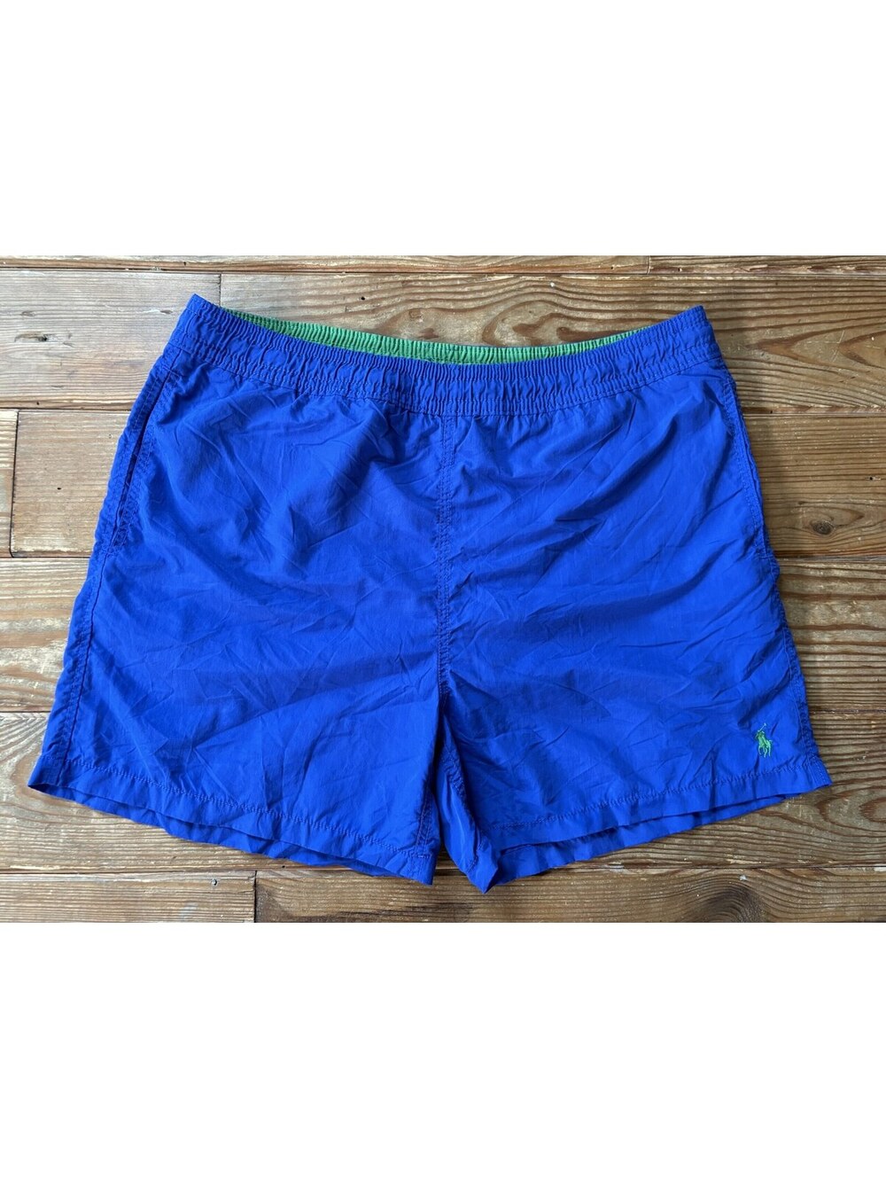 Polo Ralph Lauren Men's Blue Swim Trunks Shorts Green Pony Size L